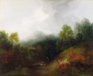 Une vallée de montagne avec des figures rustiques, vers 1773-7